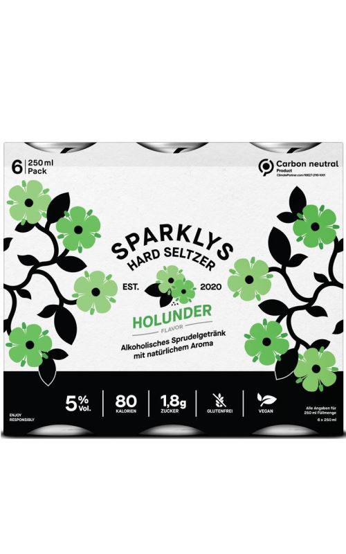 Sparklys Hard Seltzer Holunder 6x