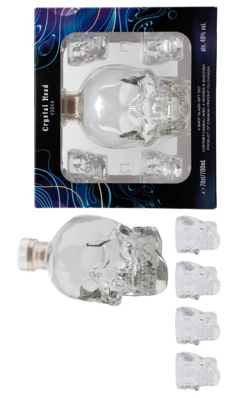 Crystal Head Set mit 4 Gläser